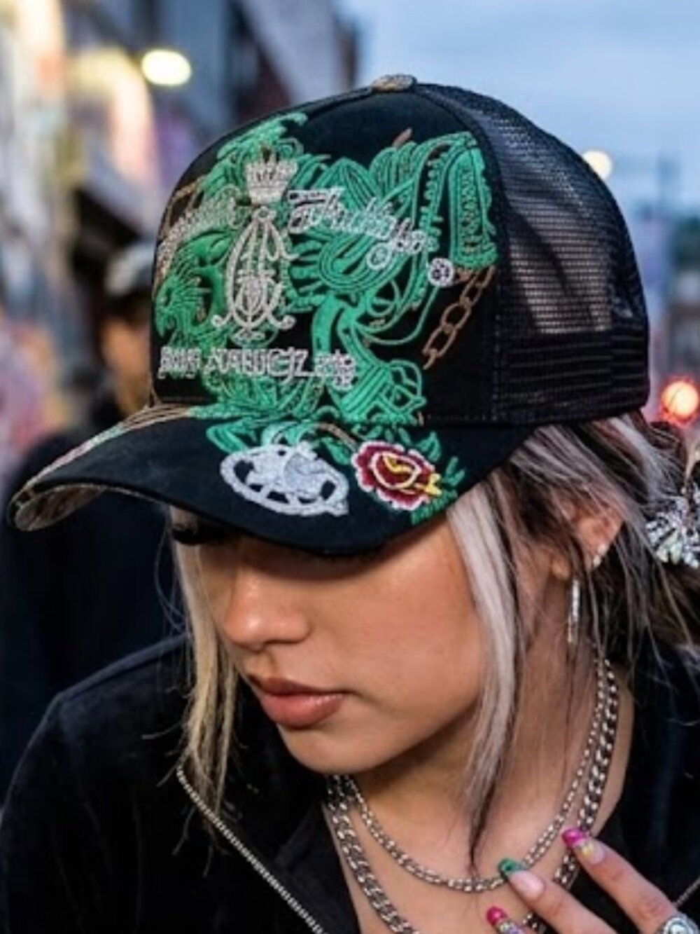 Vintage Christian Audigier Trucker Hat Y2K Panther Rose Mesh Snapback Cap New